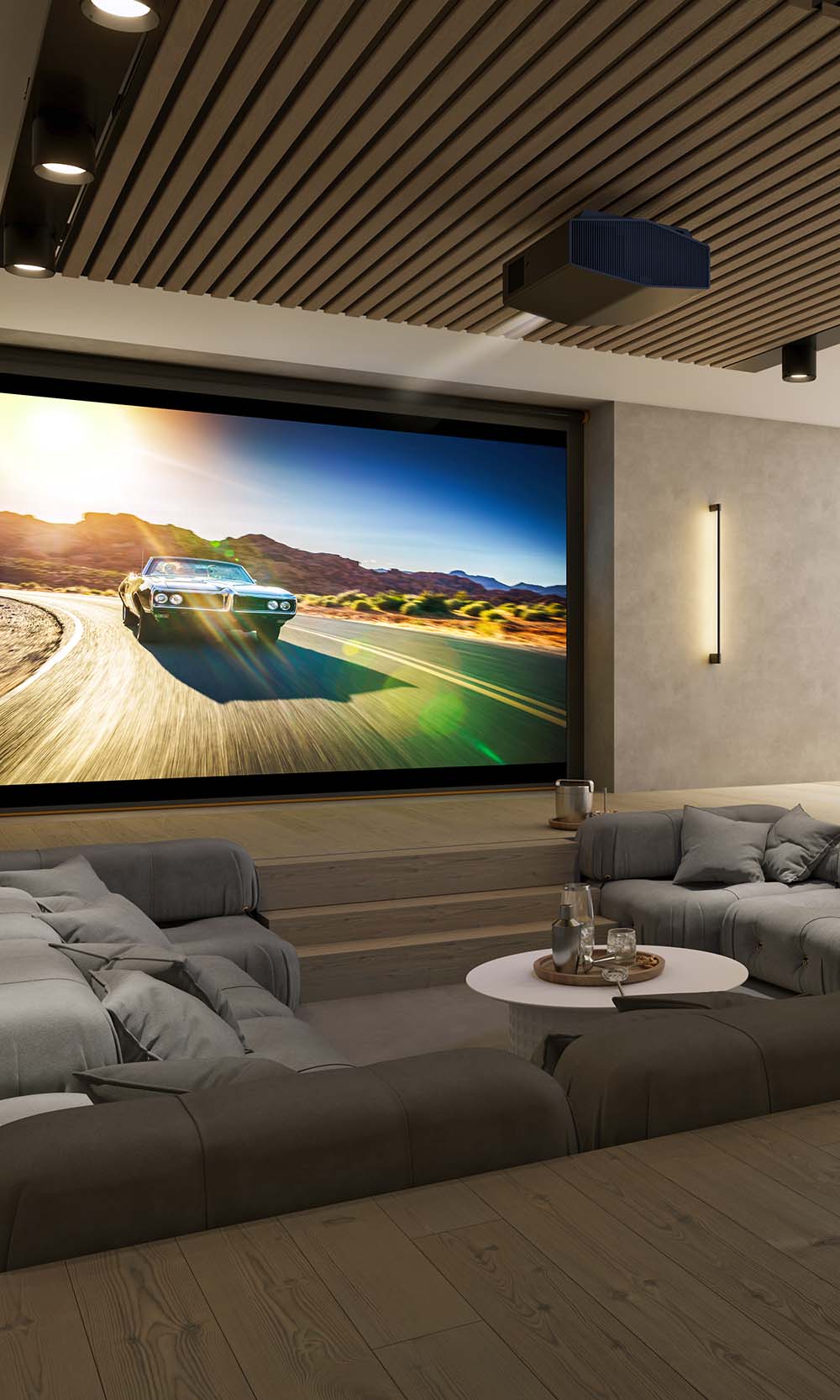 sony home theater image with a large projector screen