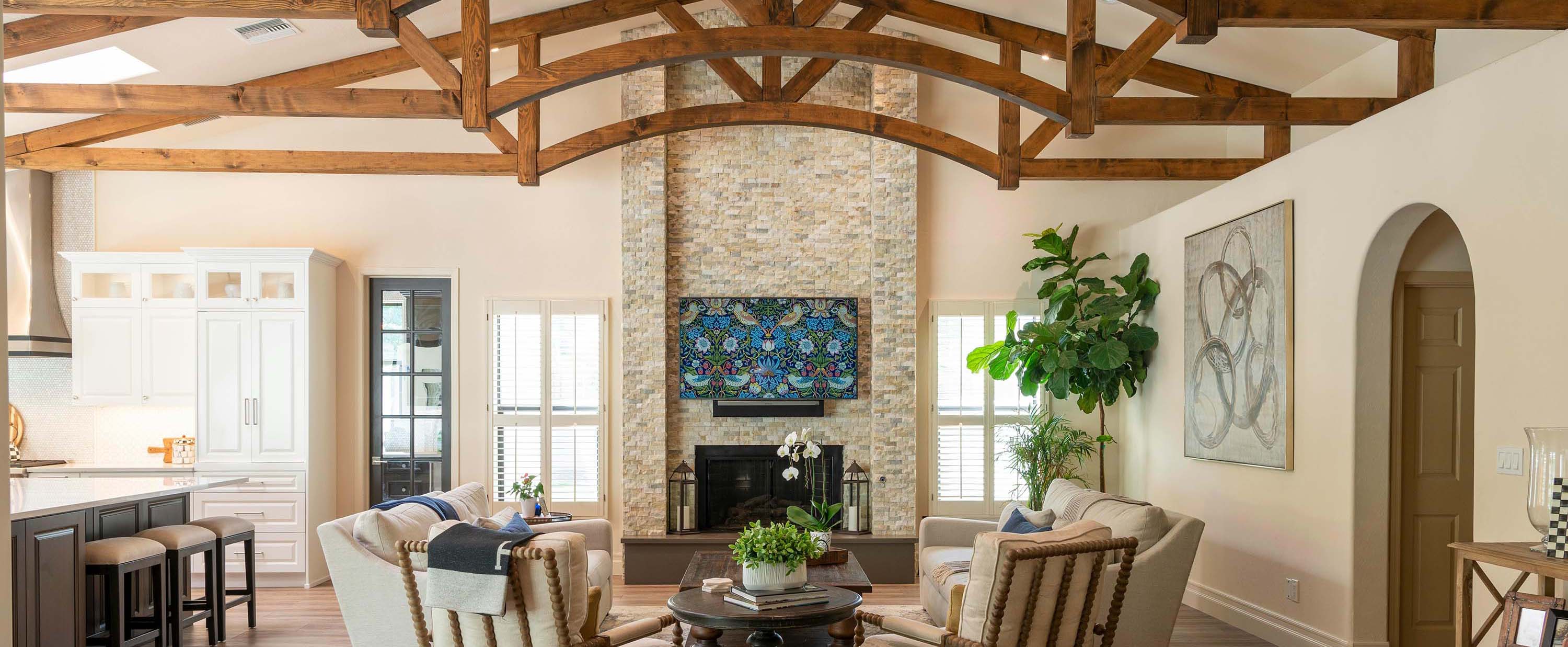 large family room with western decor and styling